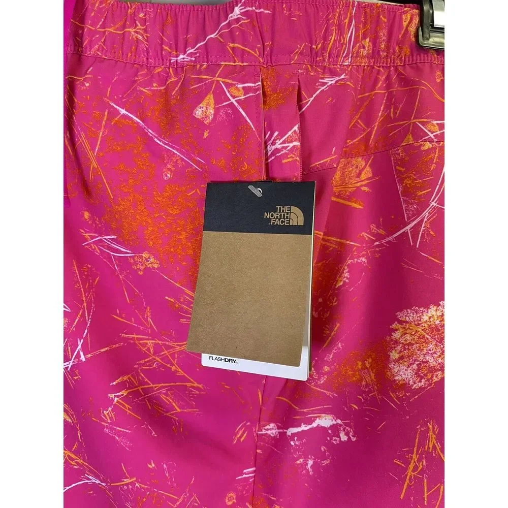 NEW The North Face Wander Shorts Men's XXL Pink Glo Print Swim Trunks Zip Pocket